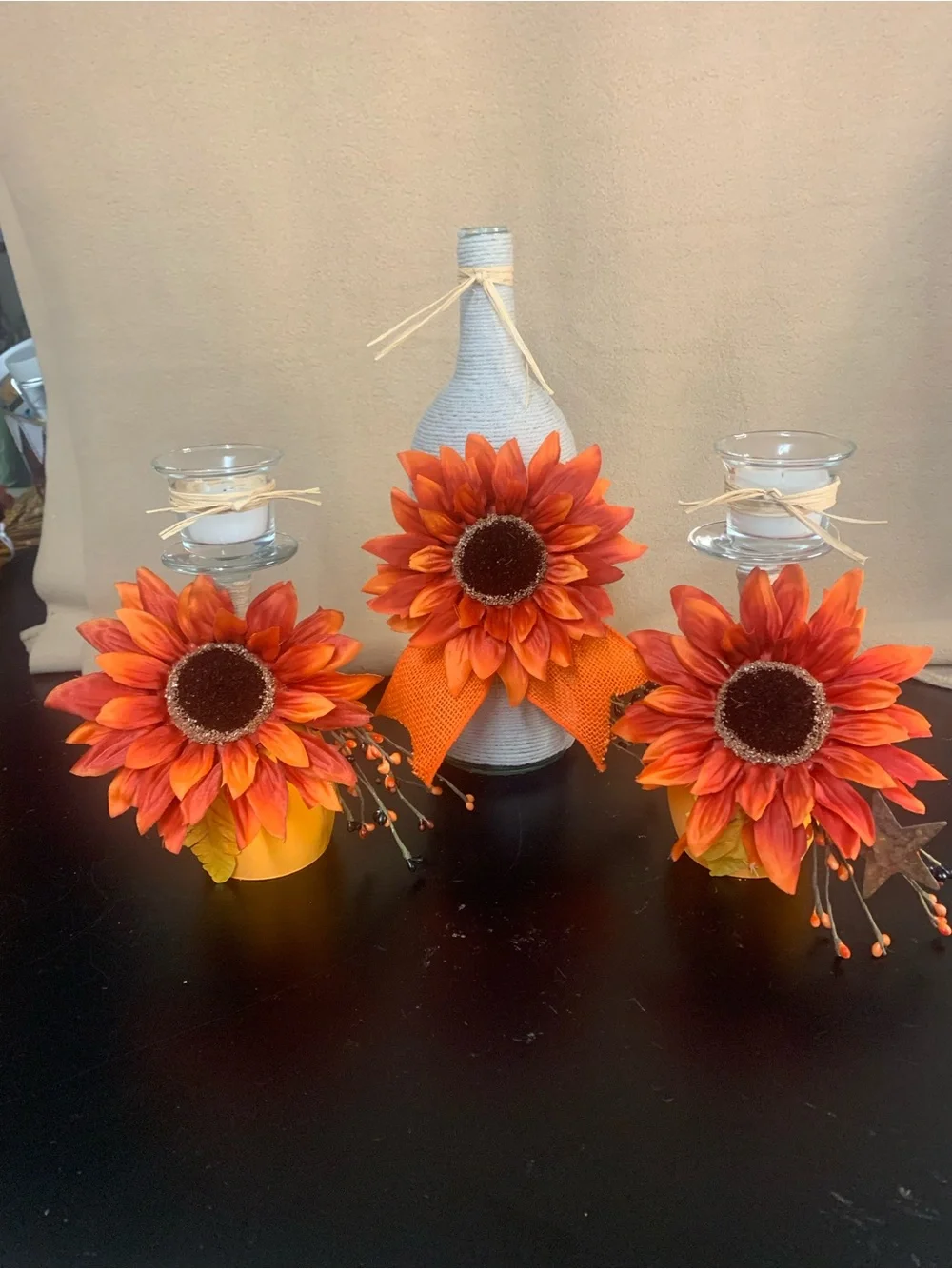 Orange Artificial Sunflower Centerpiece Set. Inv 588